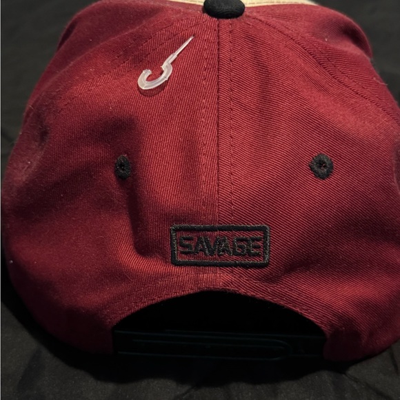 Top Level Mens Snapback Cap - Cream and Red - Picture 2 of 4
